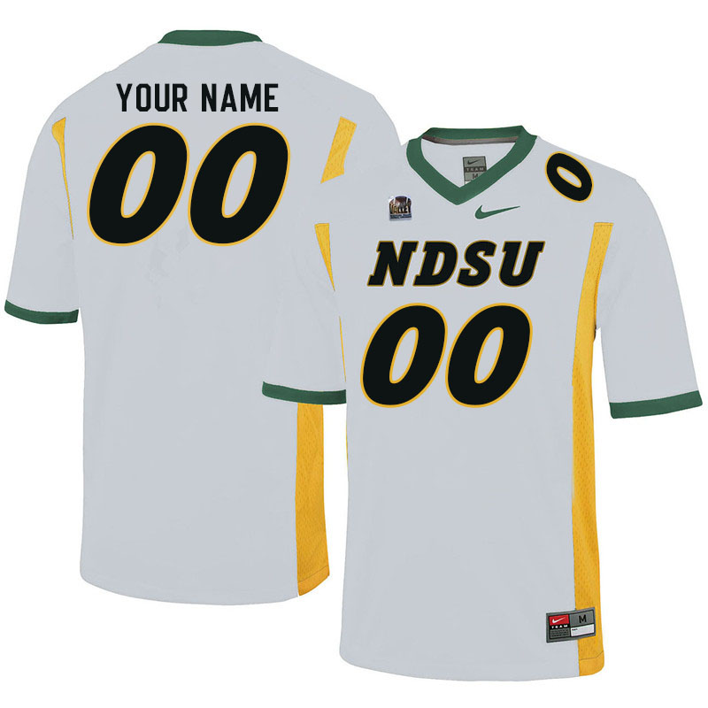 Custom North Dakota State Bison Name And Number College Football Jerseys Stitched-White